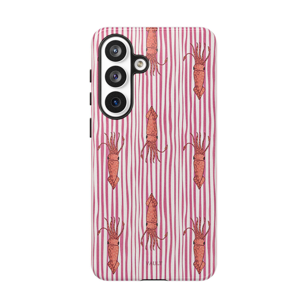Cover per telefono con striscia di calamaro — Fantasia rosa di creature marine
