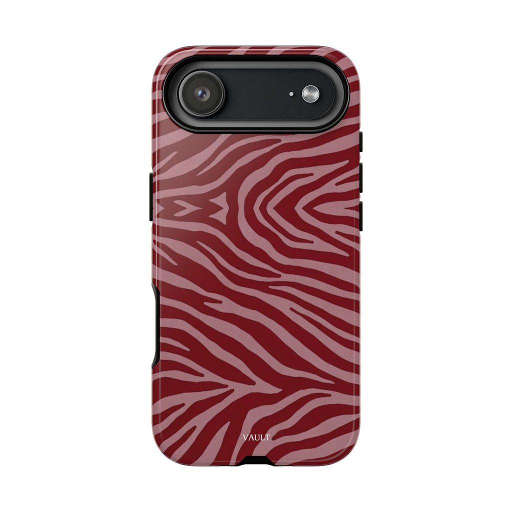 Cover robusta per telefono con stampa zebrata rossa